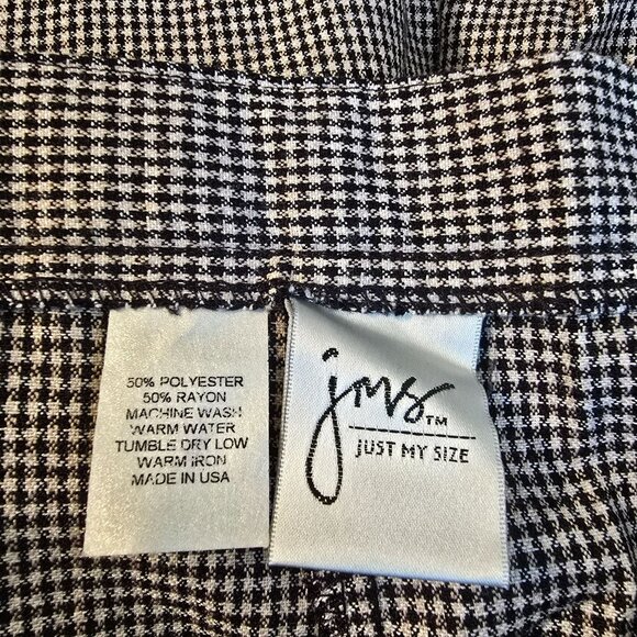 Jms Pants Just My Size Womens Plus Houndstooth Size 30 Black Cream Plaid JJ3857 - Picture 4 of 8